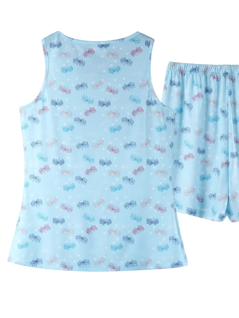 Ensemble de détente imprimé haut à col rond et short