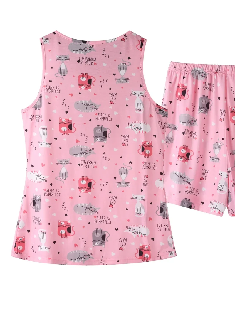 Ensemble de détente imprimé haut à col rond et short