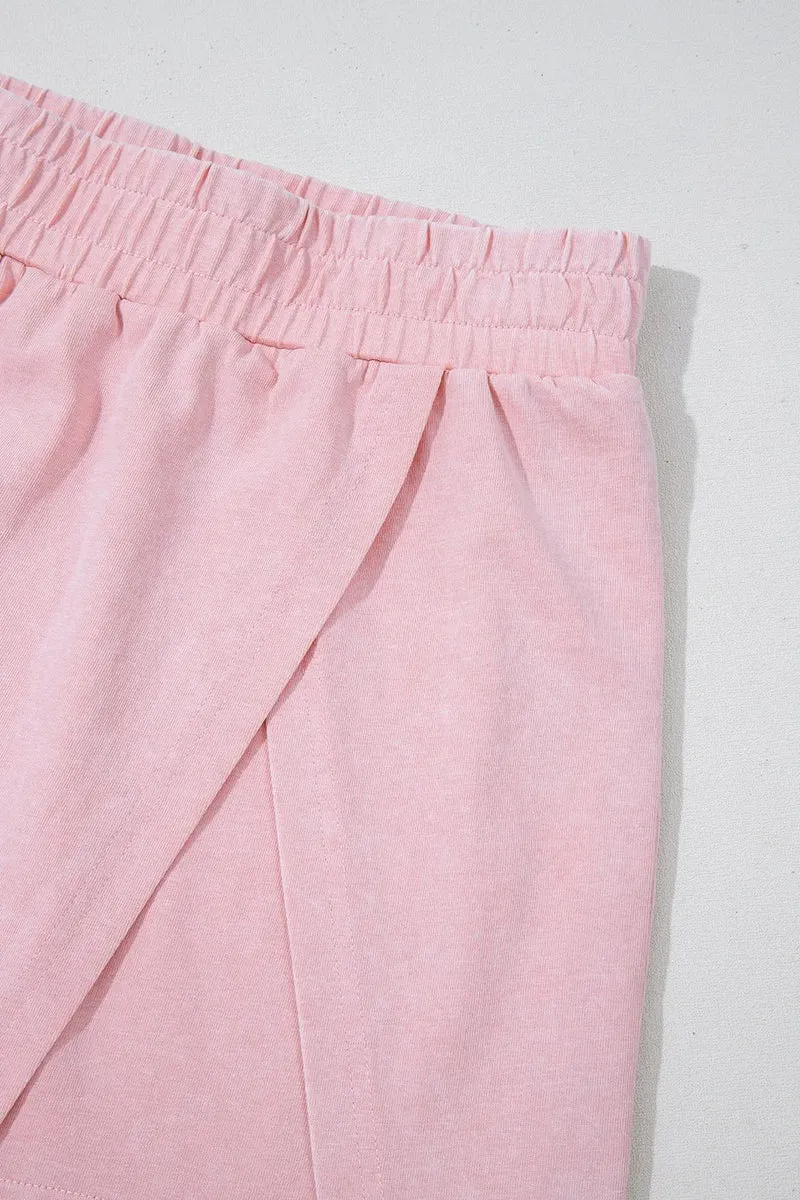 Ensemble débardeur et jupe-short fendue en coton délavé minéral