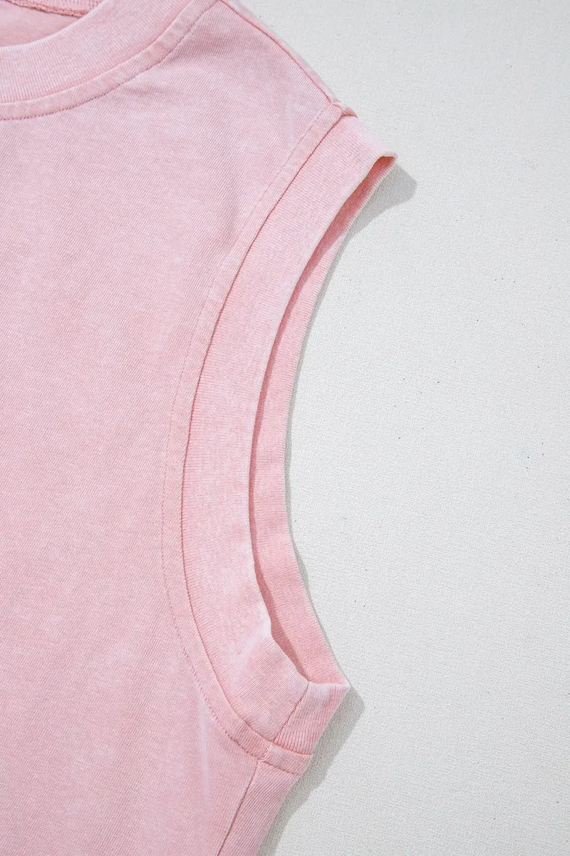 Ensemble débardeur et jupe-short fendue en coton délavé minéral