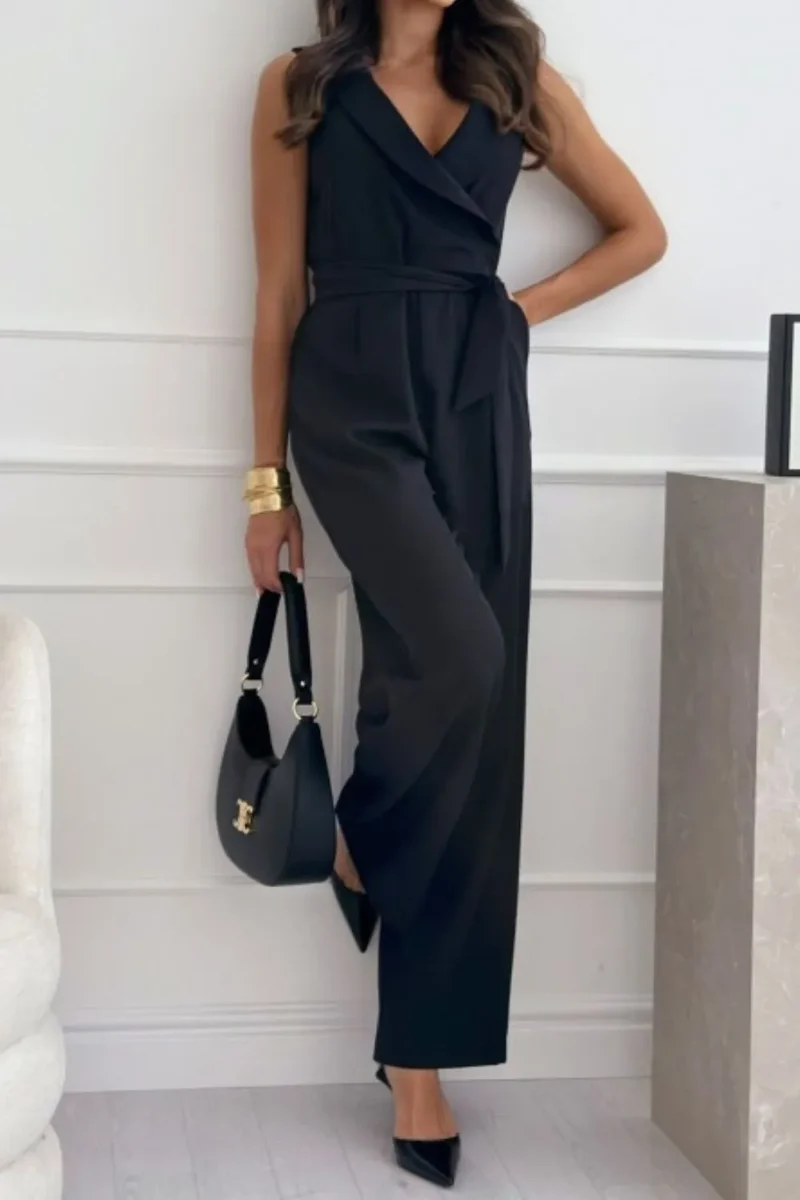 Combinaison à jambes larges sans manches avec surplis