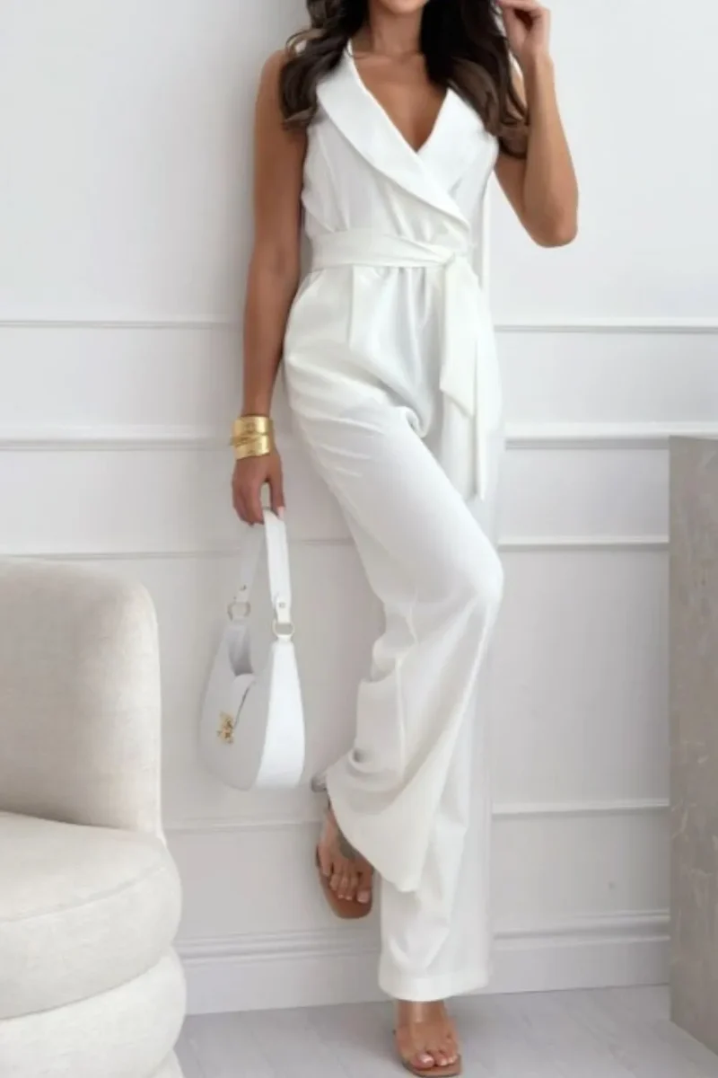 Combinaison à jambes larges sans manches avec surplis