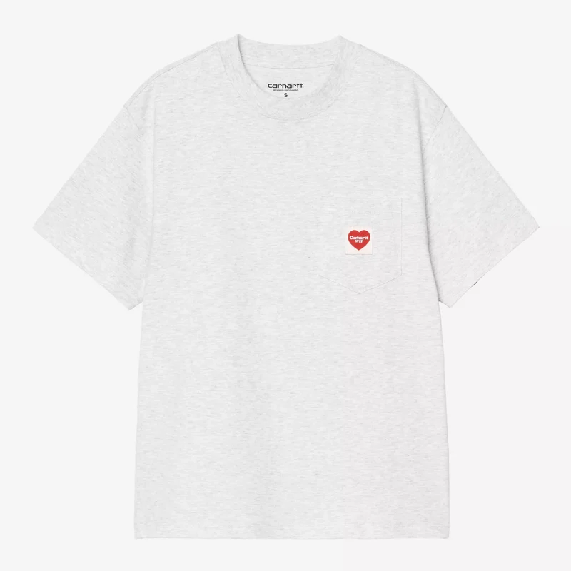 W S/S Pocket Heart T-Shirt Ash Heather