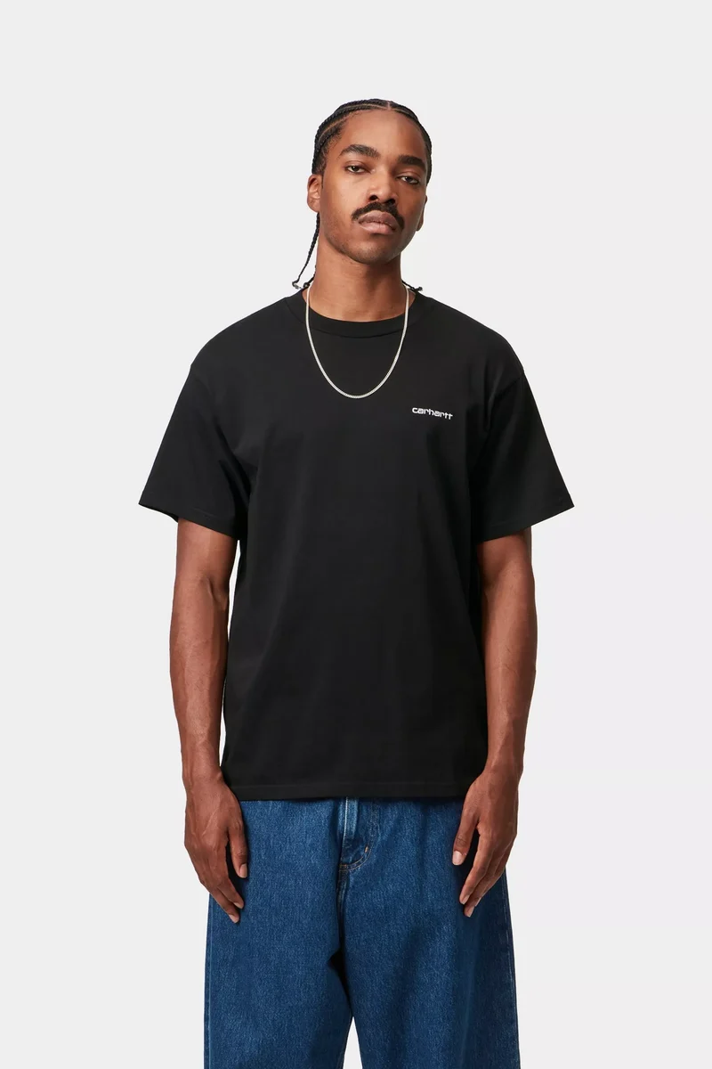 S/S Script Embroidery T-Shirt Black