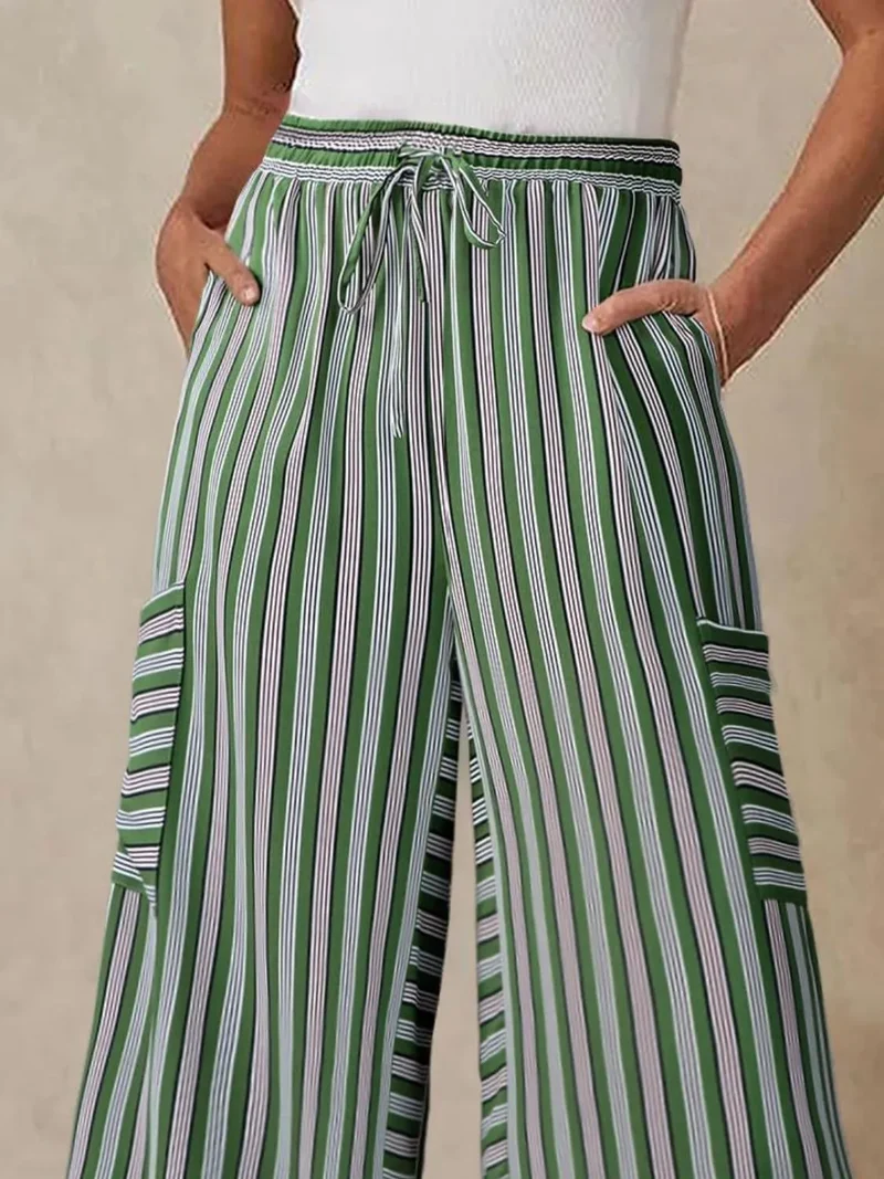 Pantalon large à rayures contrastées