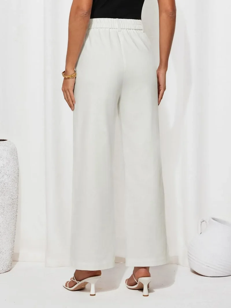 Pantalon large taille haute