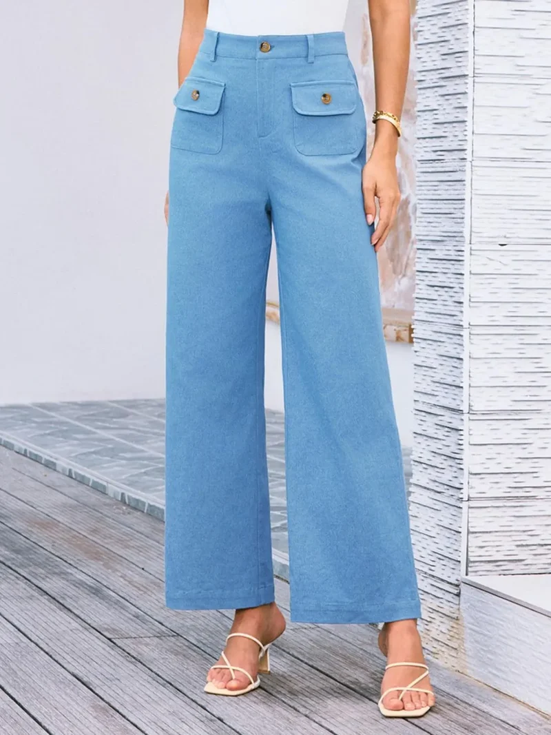 Pantalon large taille haute