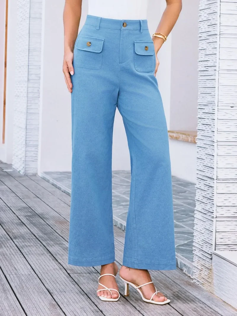 Pantalon large taille haute
