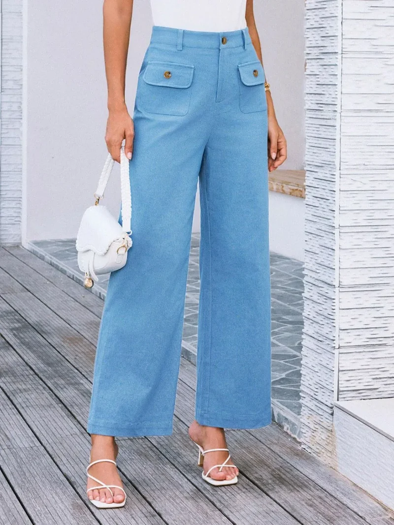 Pantalon large taille haute