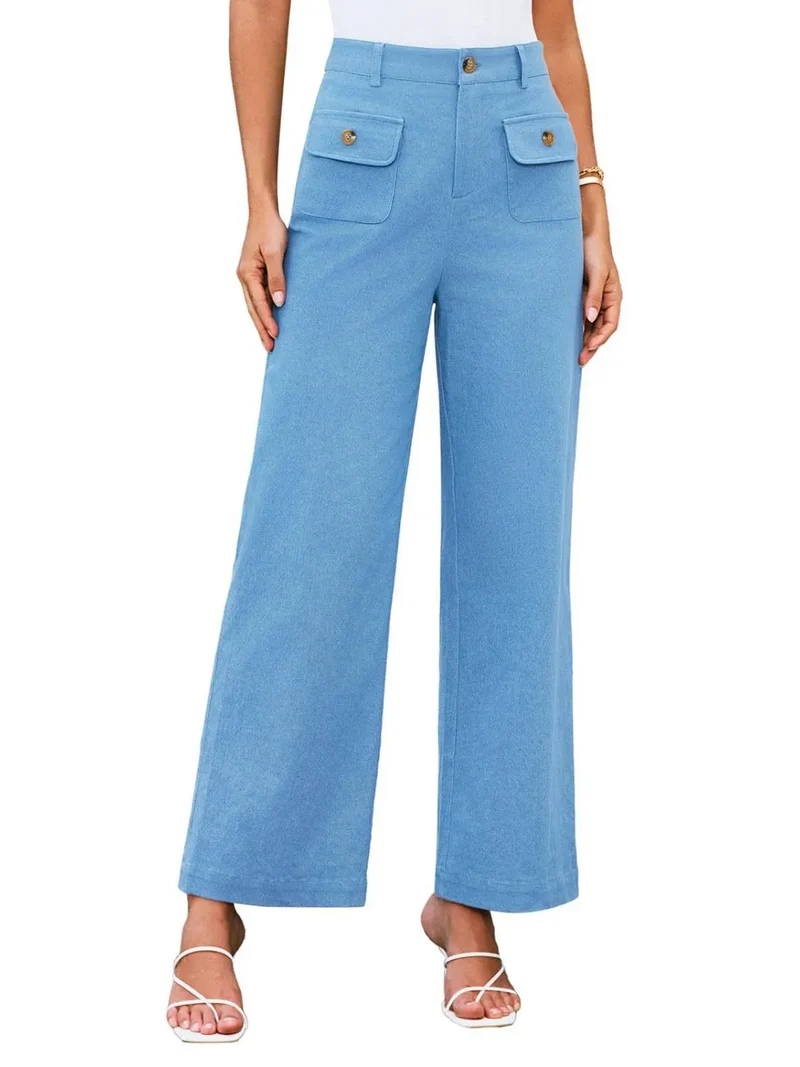 Pantalon large taille haute