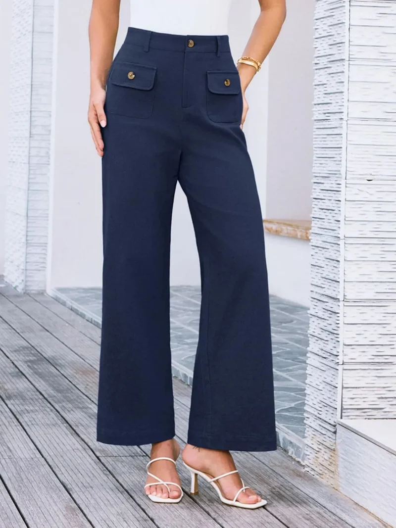 Pantalon large taille haute
