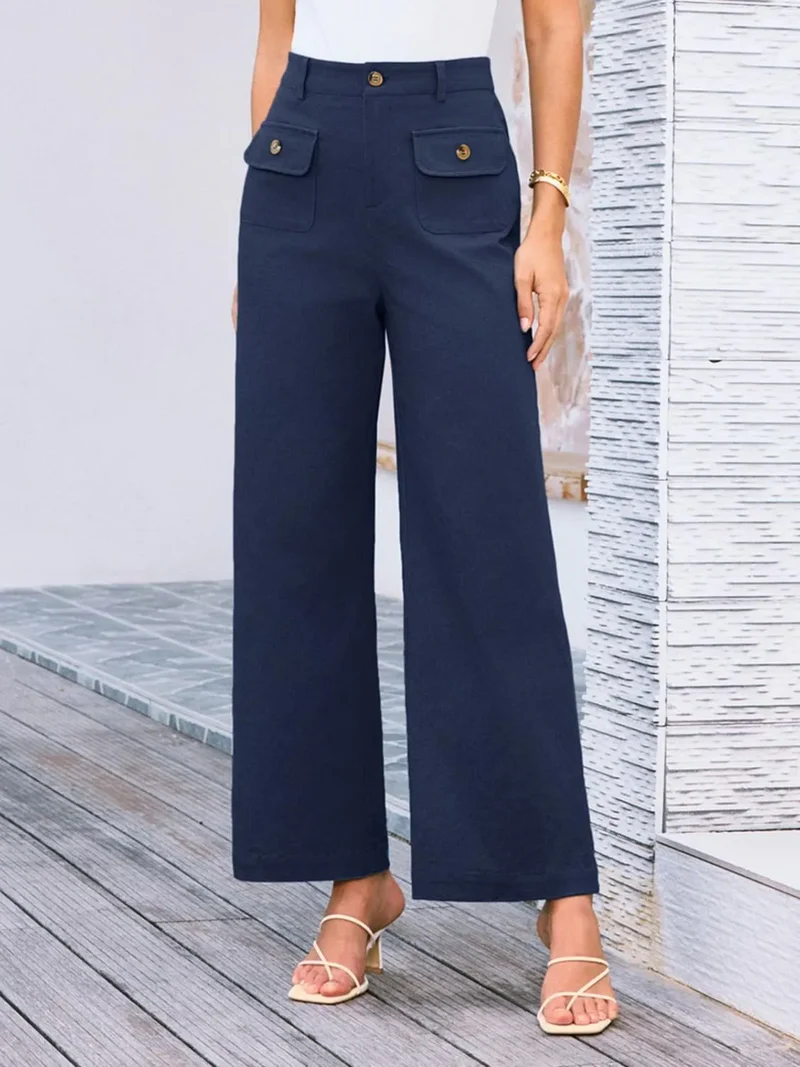 Pantalon large taille haute