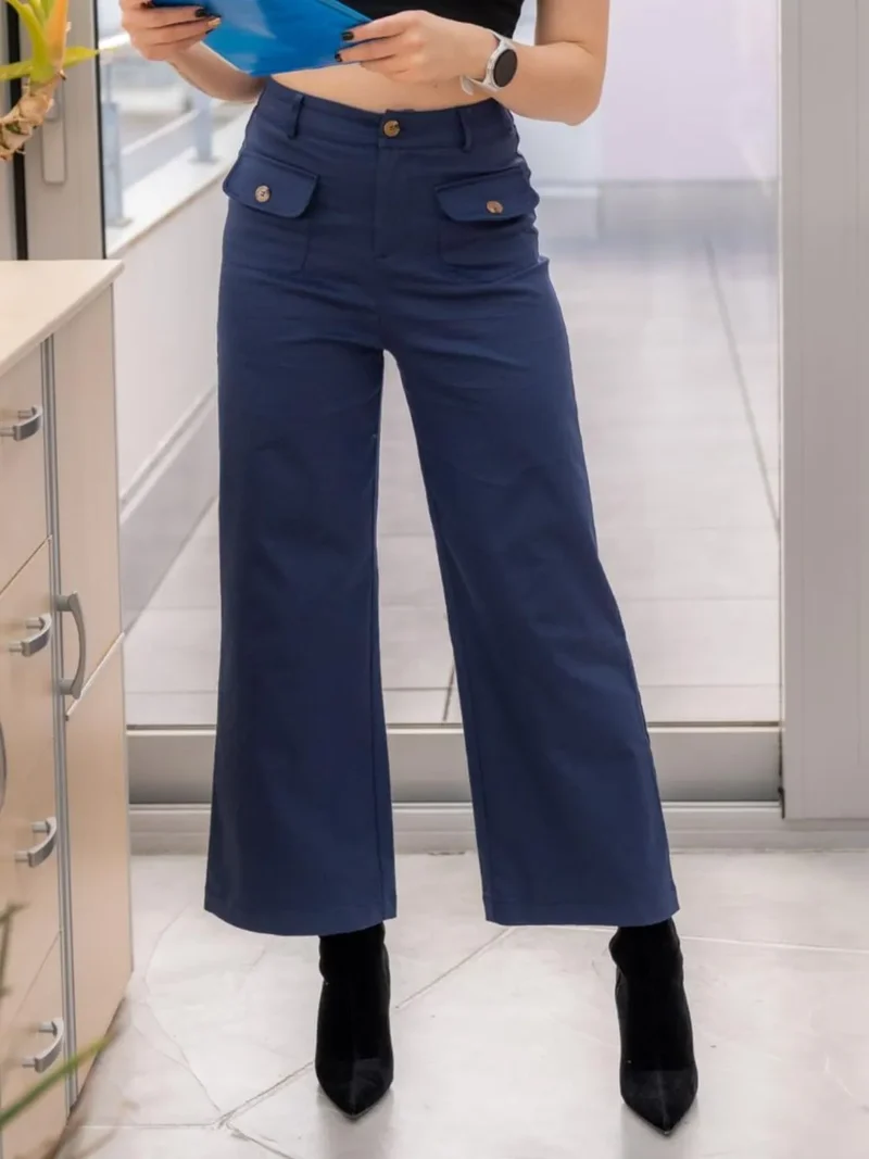 Pantalon large taille haute