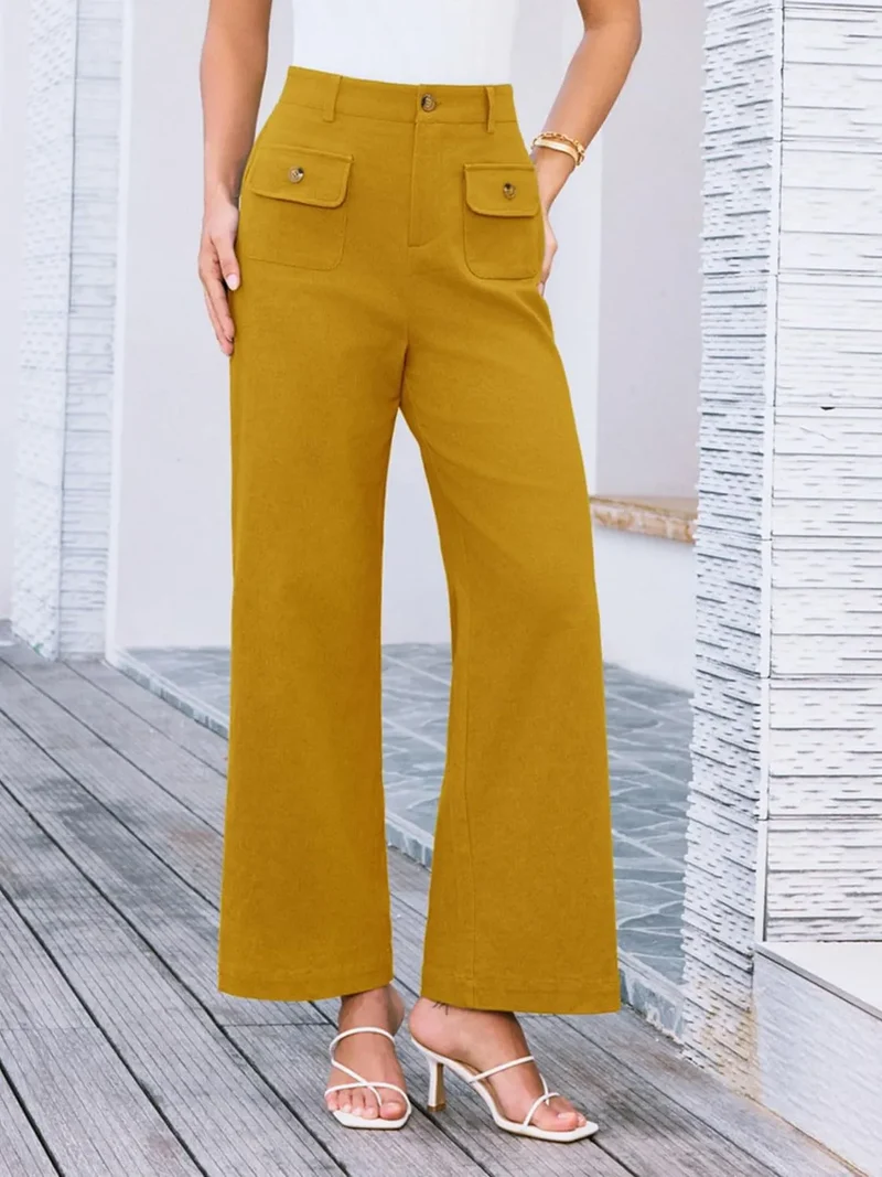 Pantalon large taille haute
