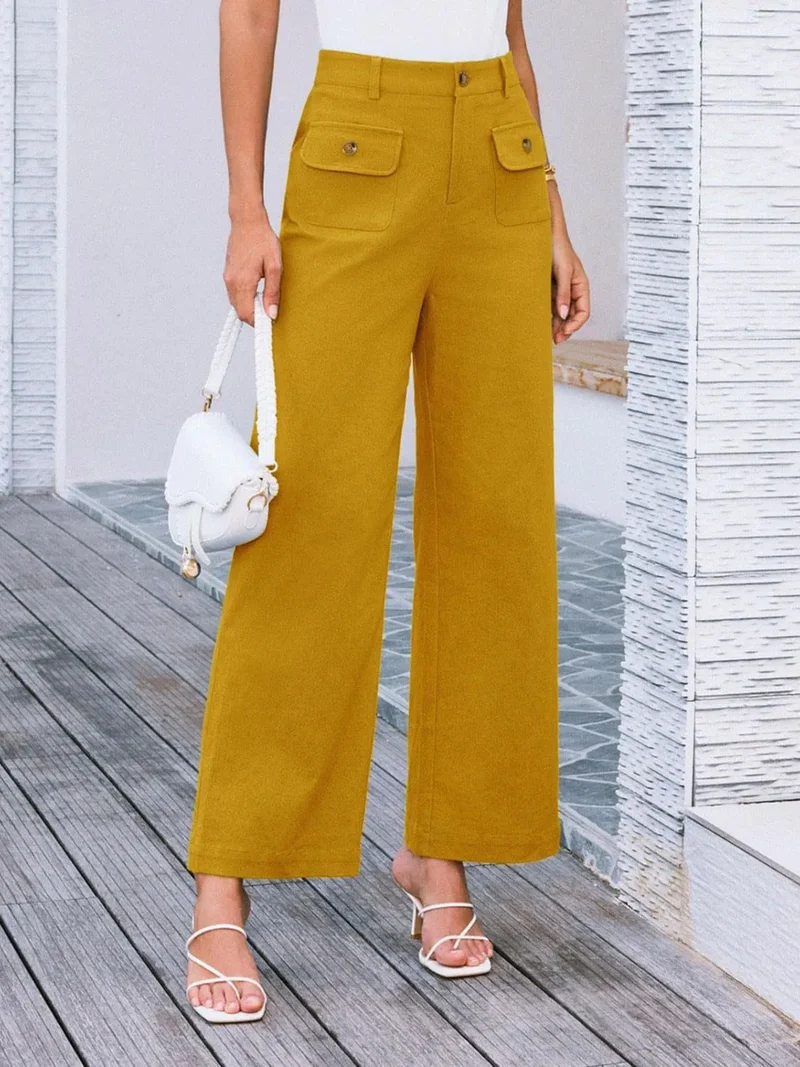 Pantalon large taille haute