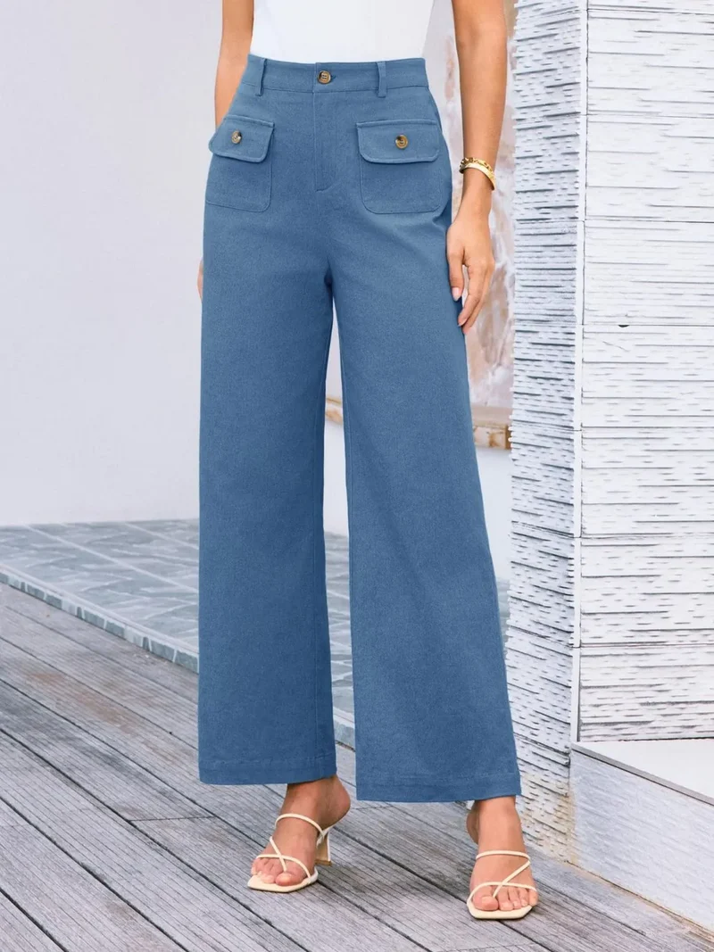 Pantalon large taille haute