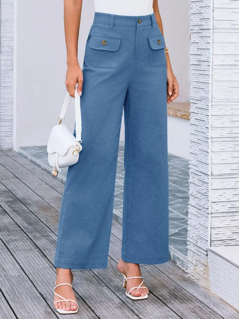 Pantalon large taille haute