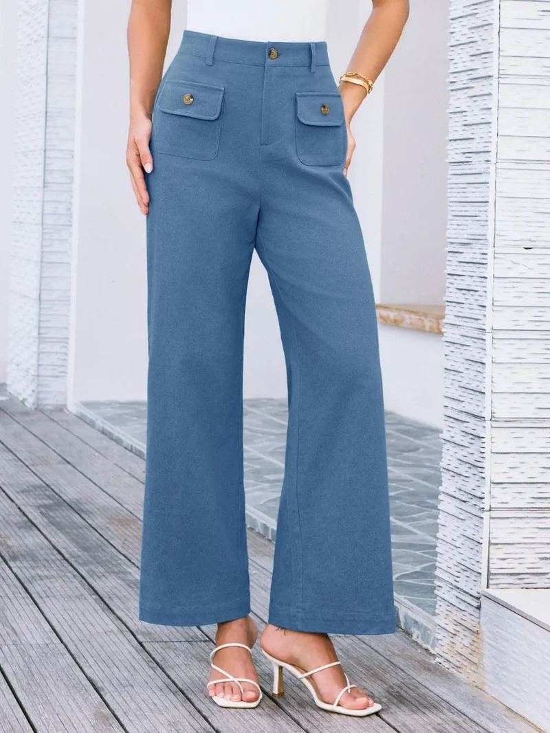 Pantalon large taille haute