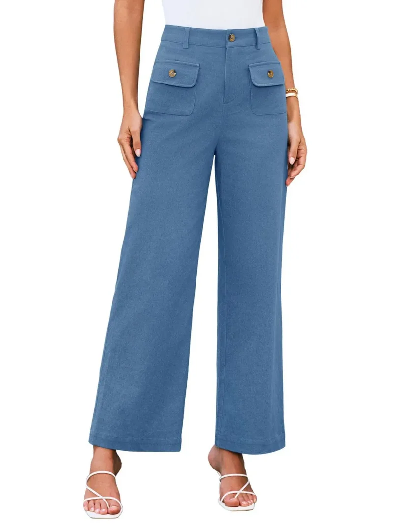 Pantalon large taille haute