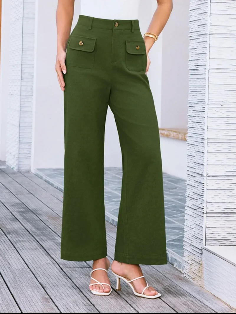 Pantalon large taille haute