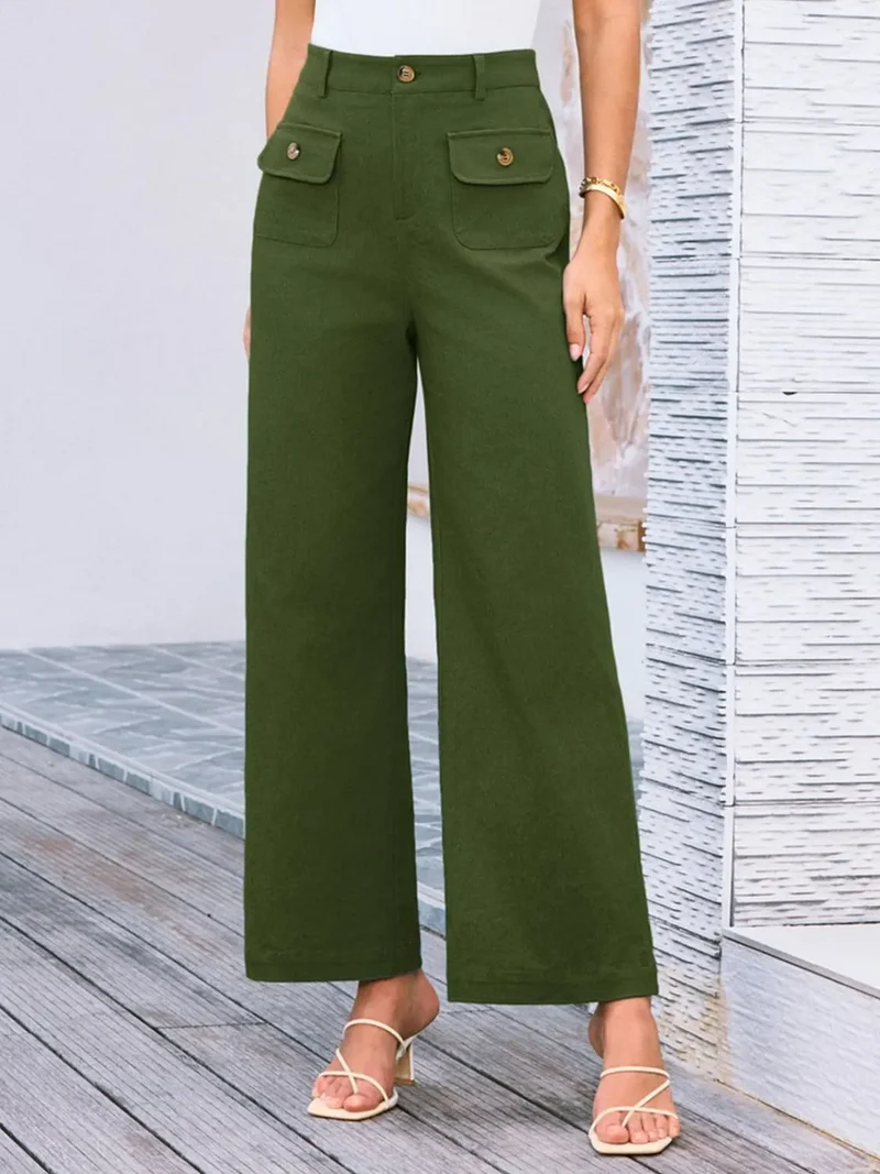 Pantalon large taille haute