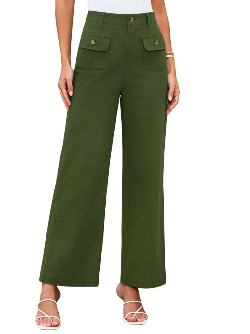 Pantalon large taille haute