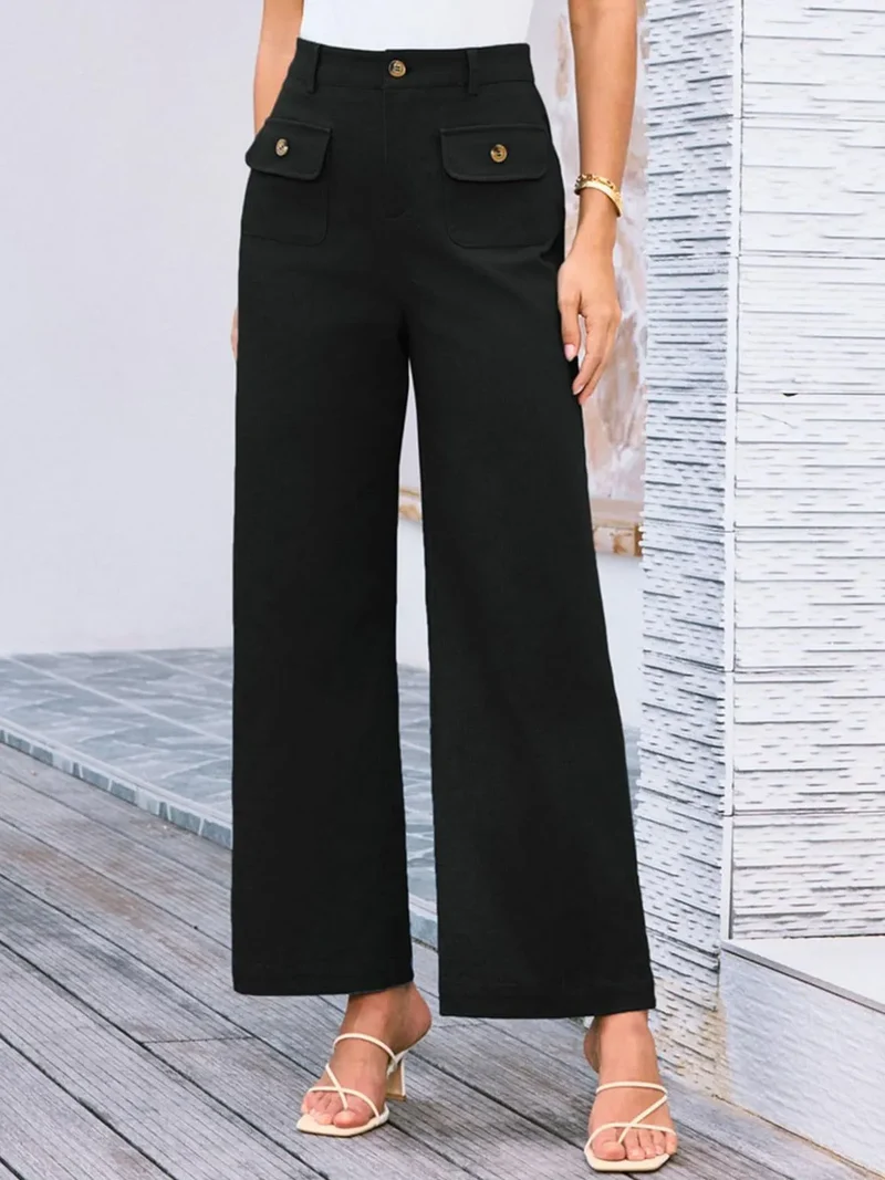 Pantalon large taille haute
