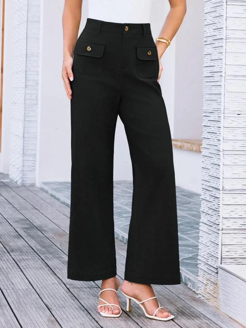Pantalon large taille haute