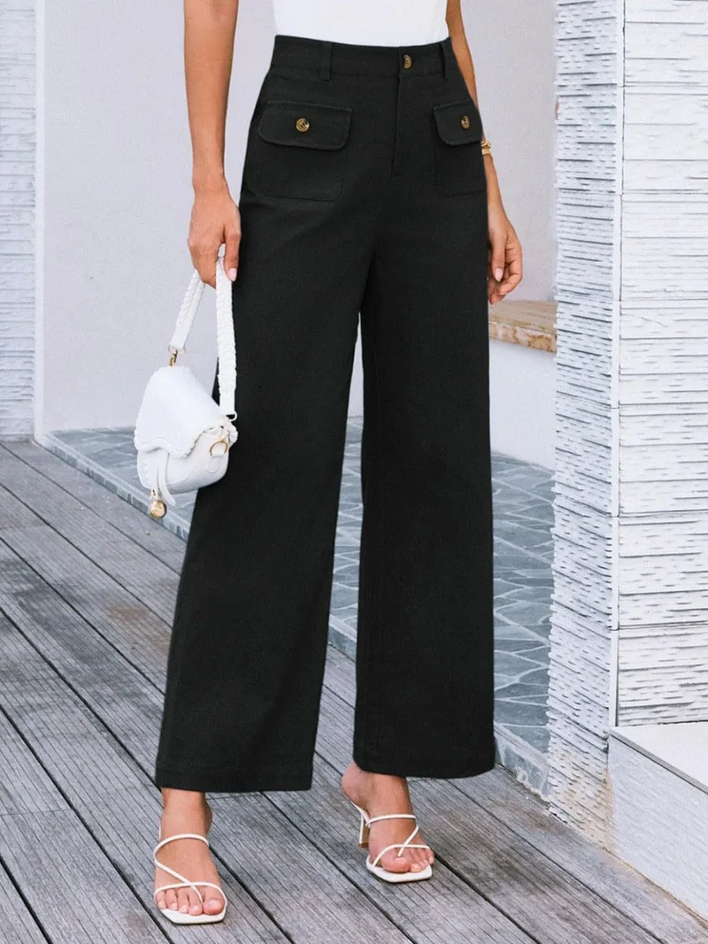 Pantalon large taille haute