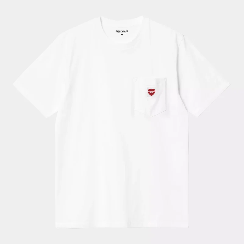 S/S Pocket Heart T-Shirt White/Red