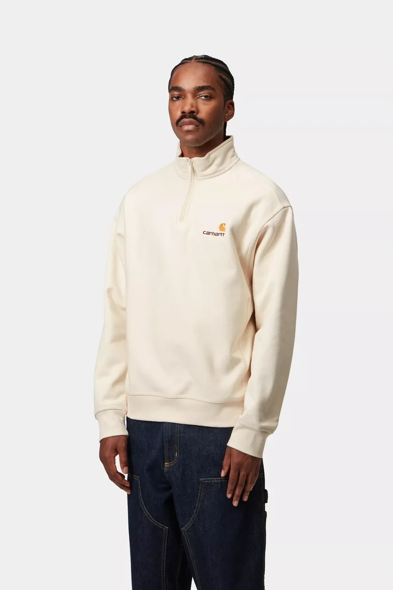 Half Zip American Script Sweat Natural