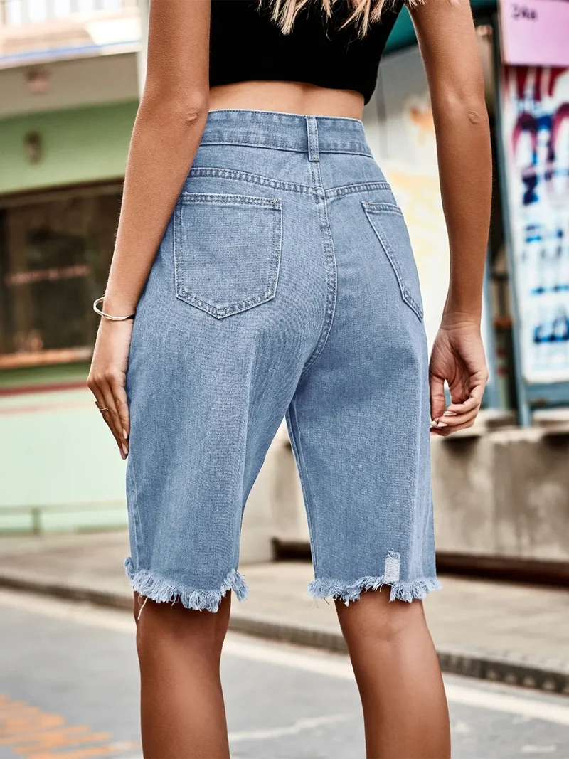 Short en jean à ourlet brut