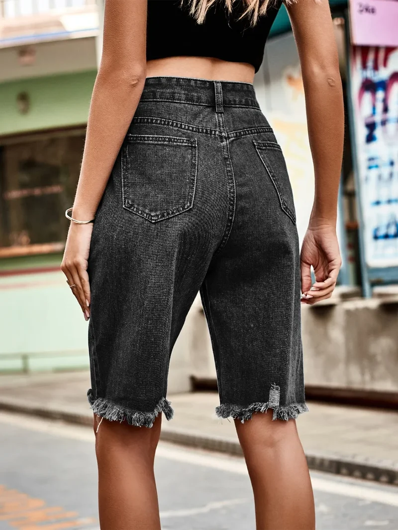 Short en jean à ourlet brut