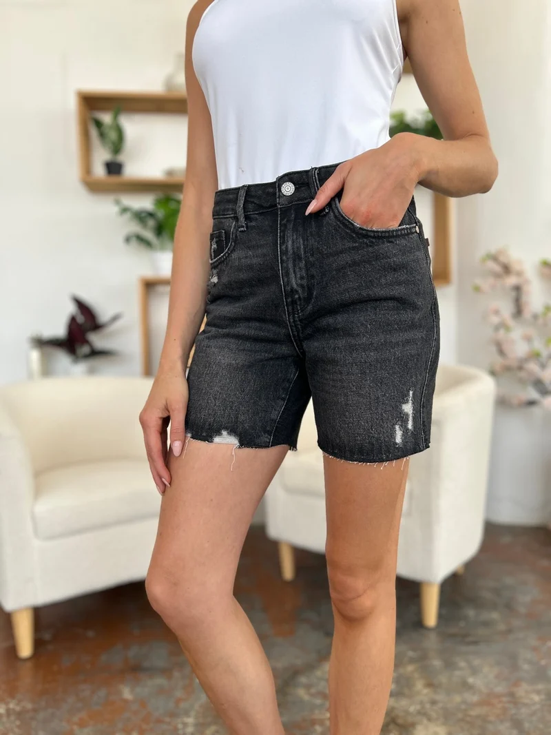 Short en jean rigide taille haute taille haute Judy Blue