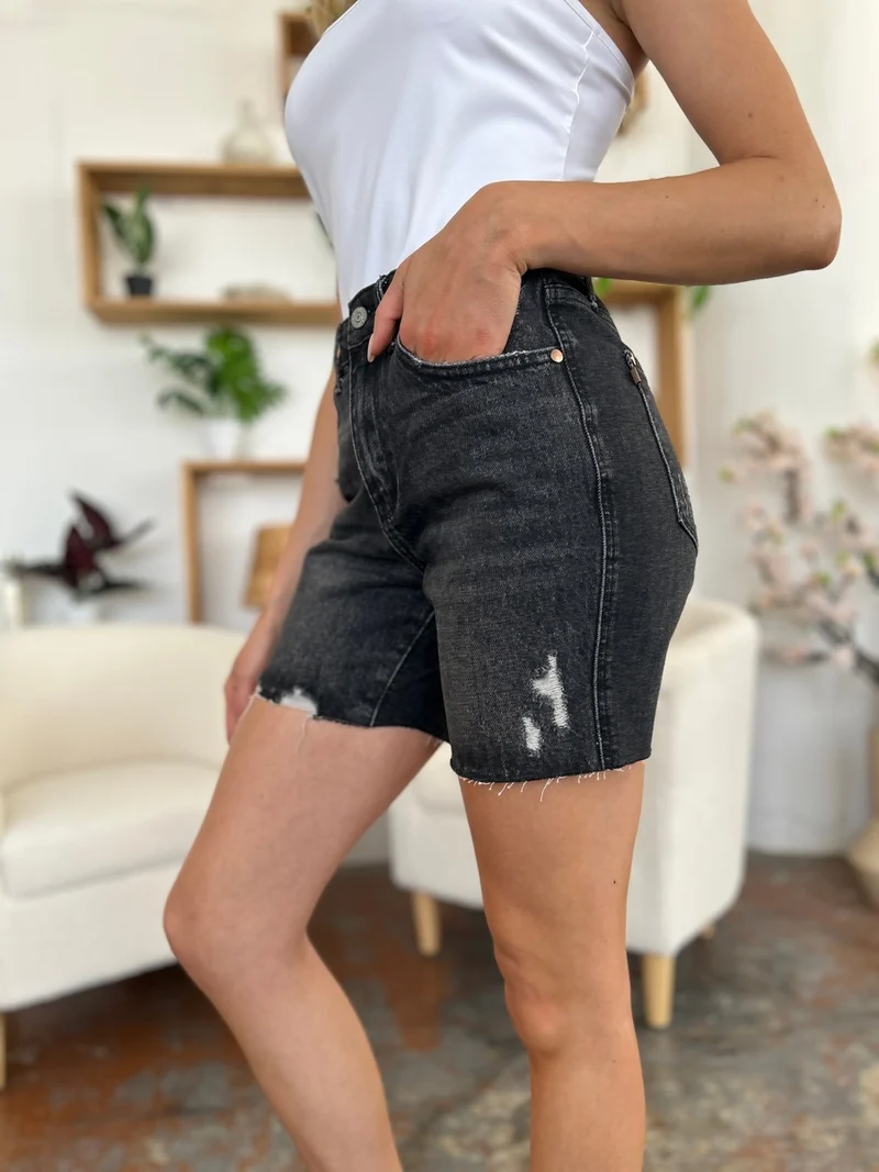 Short en jean rigide taille haute taille haute Judy Blue