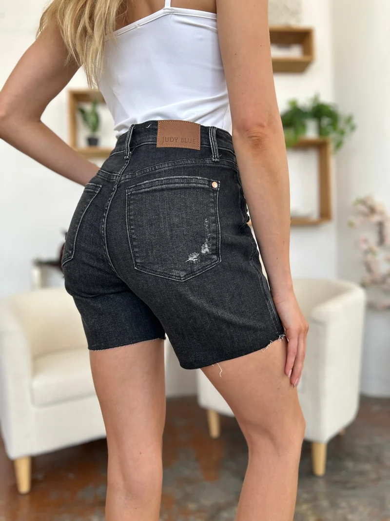 Short en jean rigide taille haute taille haute Judy Blue
