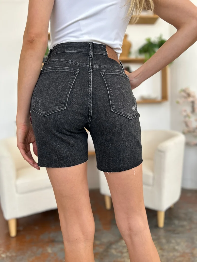 Short en jean rigide taille haute taille haute Judy Blue