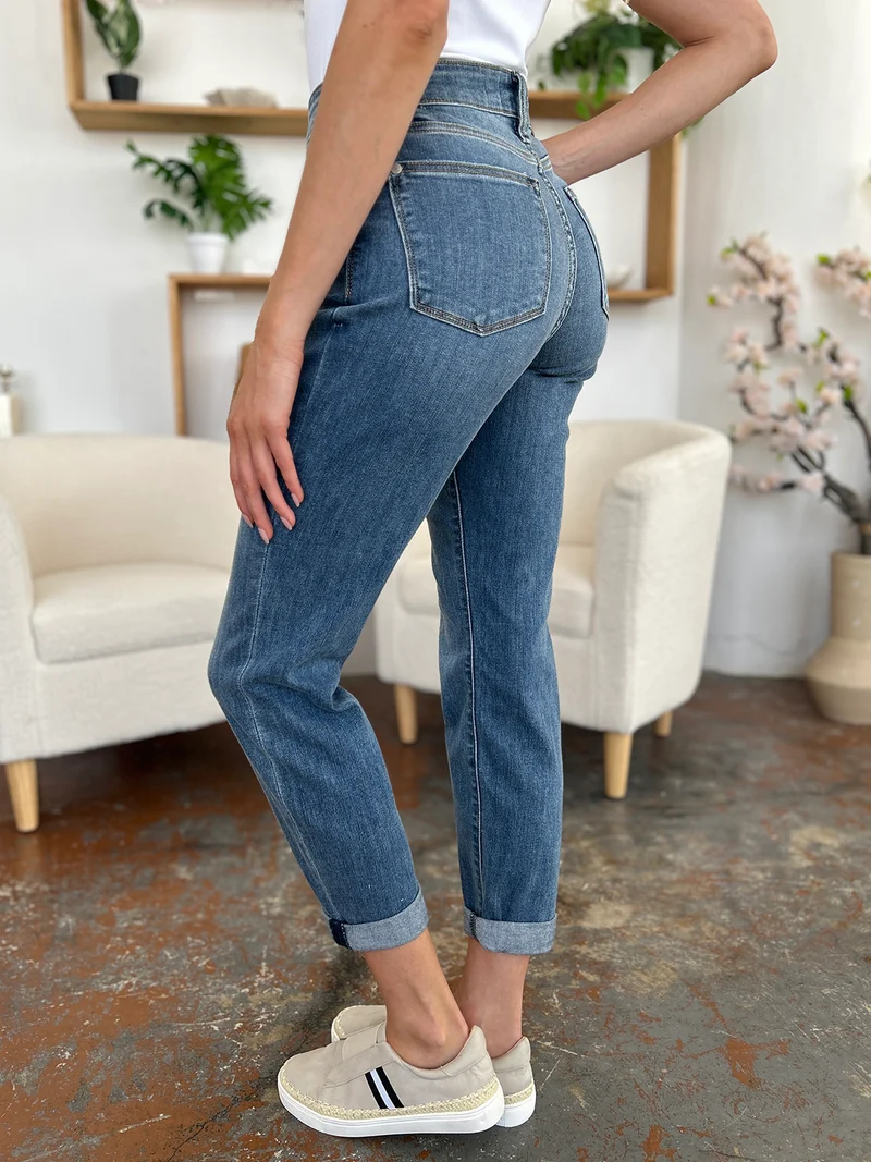 Jean slim Judy Blue taille haute à ourlet retroussé