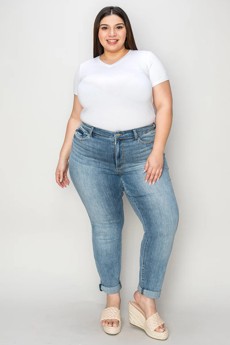 Jean slim Judy Blue taille haute à ourlet retroussé