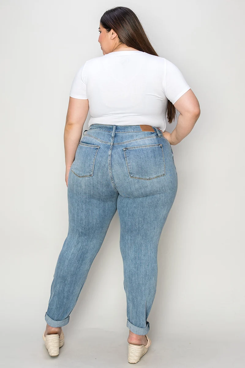 Jean slim Judy Blue taille haute à ourlet retroussé