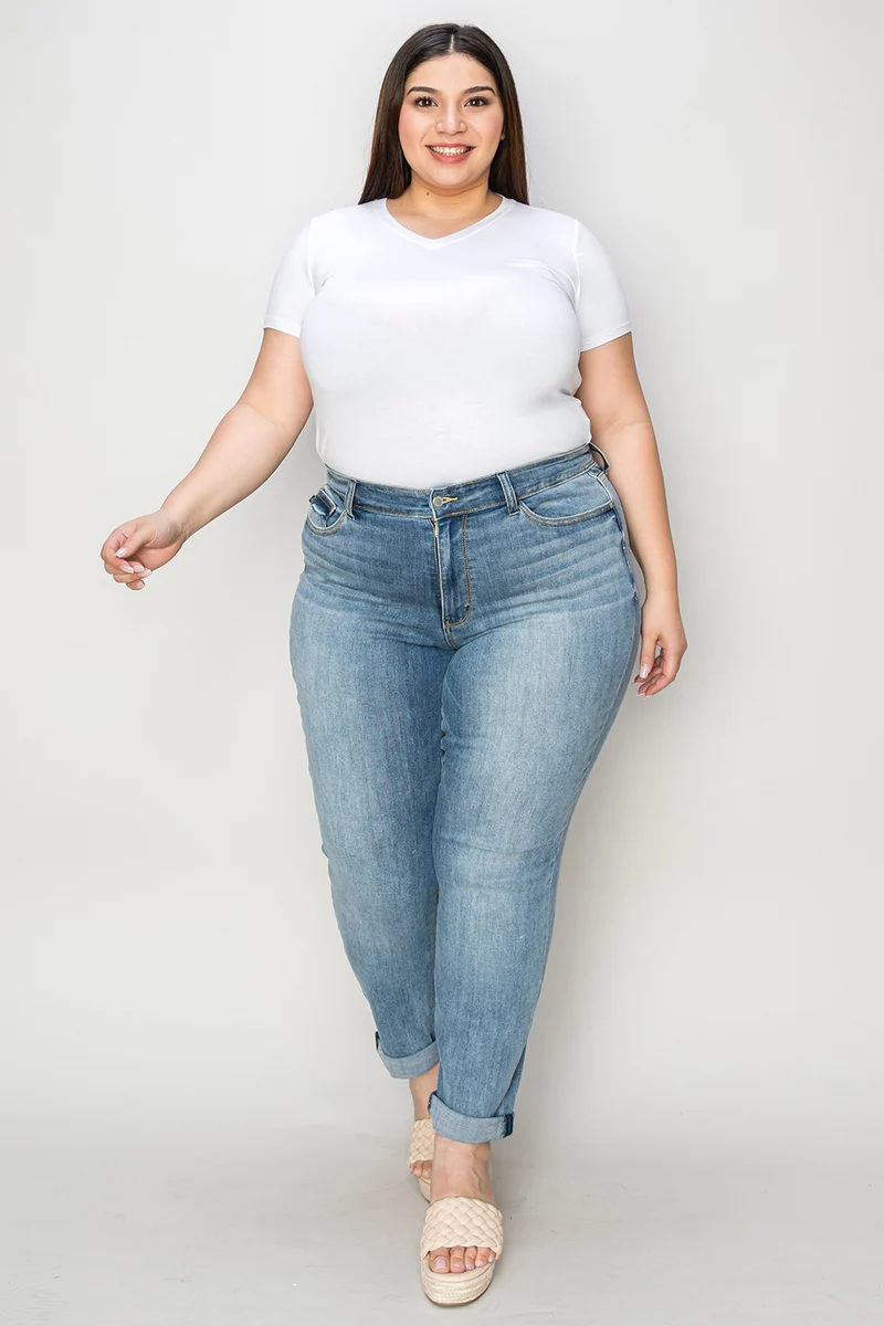 Jean slim Judy Blue taille haute à ourlet retroussé