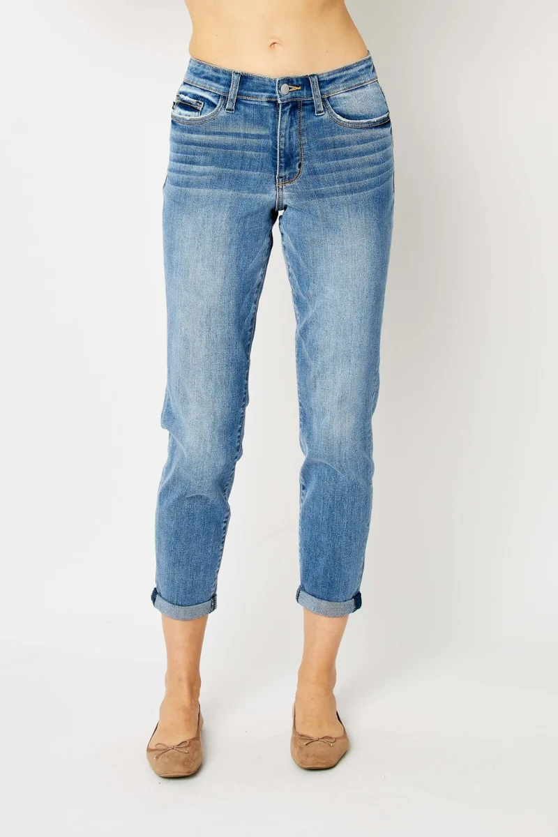 Jean slim Judy Blue taille haute à ourlet retroussé