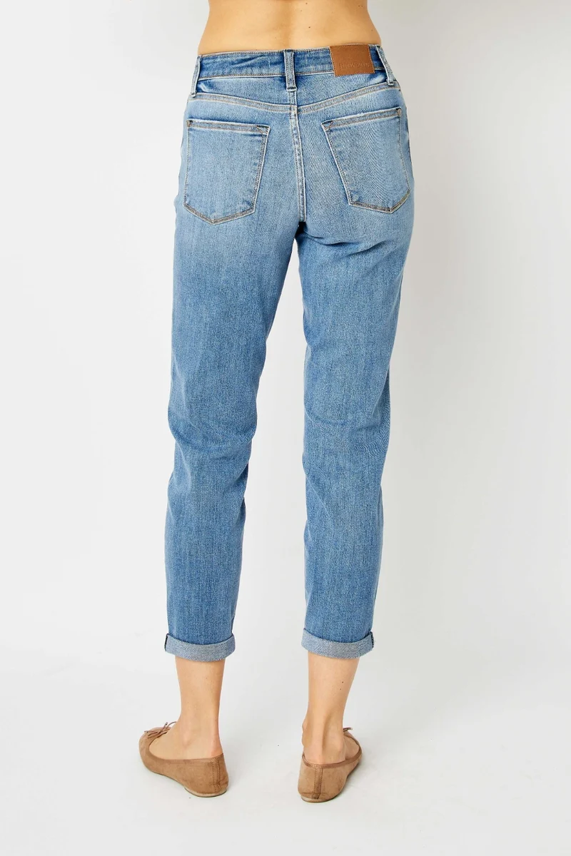 Jean slim Judy Blue taille haute à ourlet retroussé