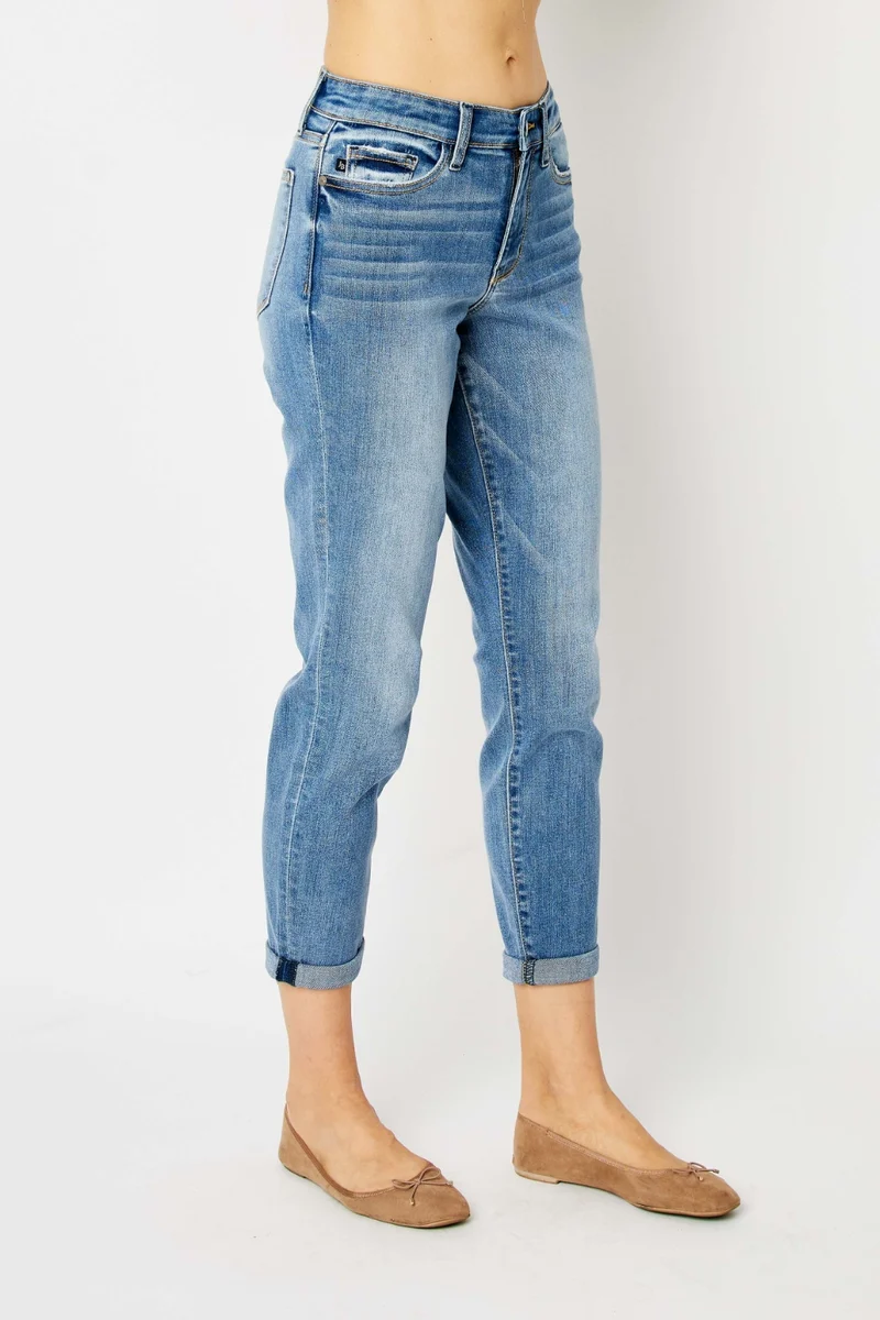 Jean slim Judy Blue taille haute à ourlet retroussé