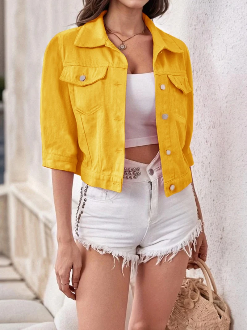 Veste courte en jean grande taille