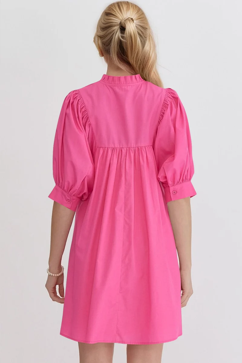 Robe babydoll courte à manches bouffantes et à volants Oh