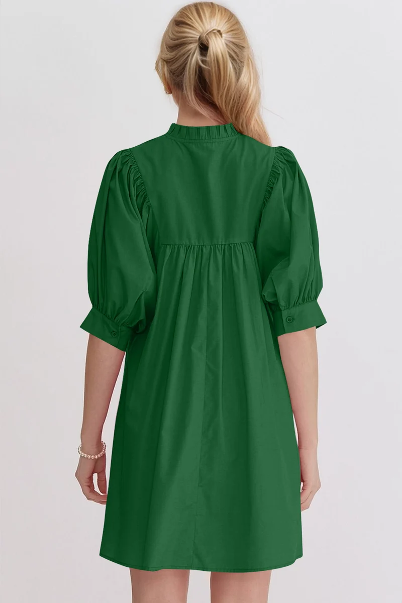 Robe babydoll courte à manches bouffantes et à volants Oh
