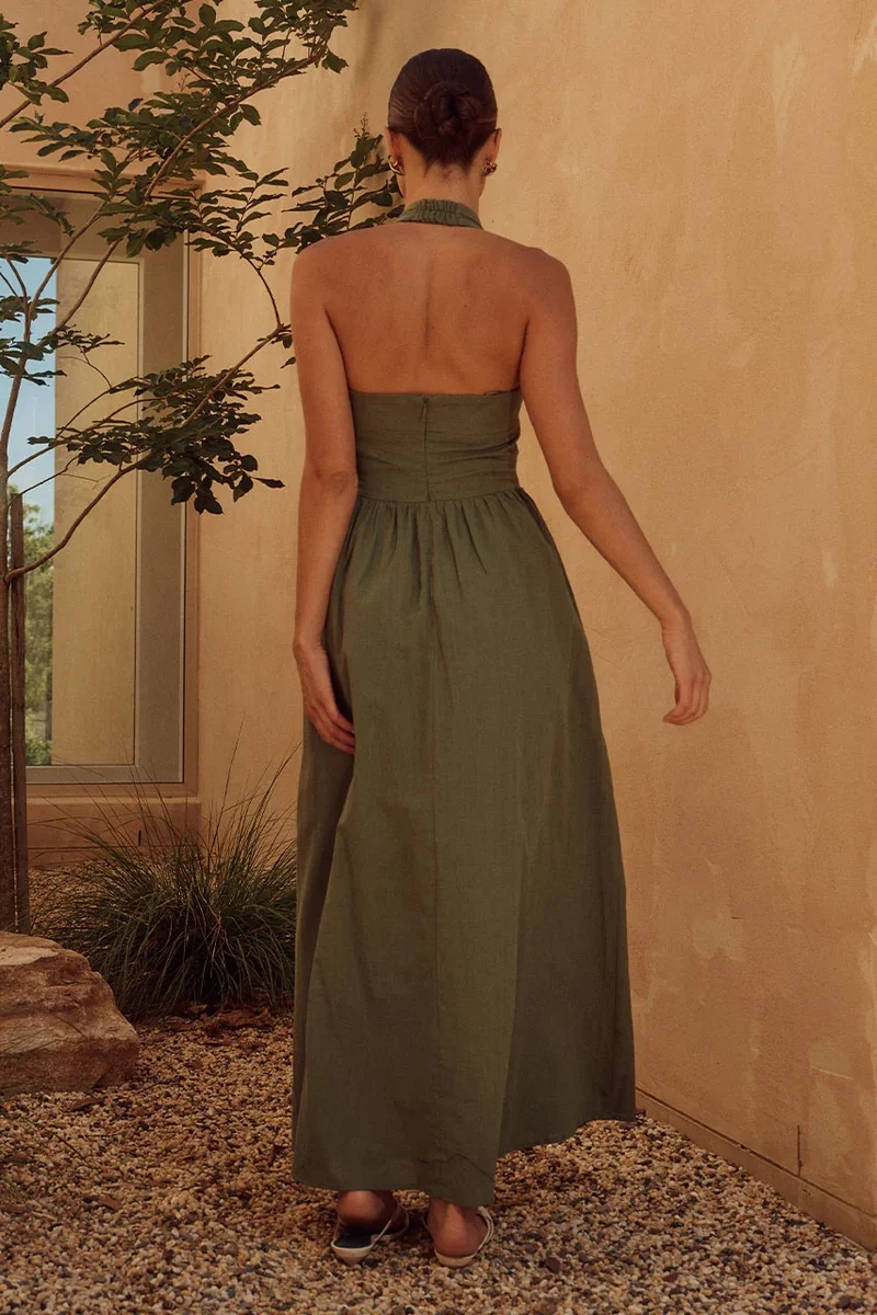 Robe longue dos nu avec poches