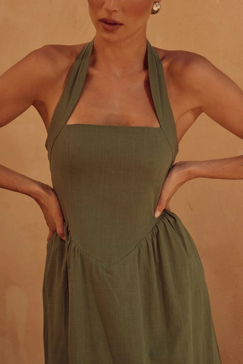 Robe longue dos nu avec poches