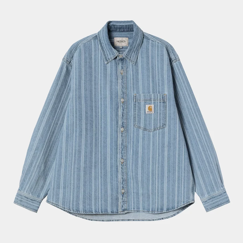 Rylan Shirt Jac Stripe Blue Stone Bleached